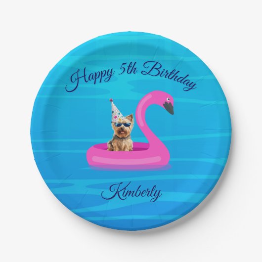 Personalisiertes Hunde-Schwimmfloß Pappteller (Vorderseite)