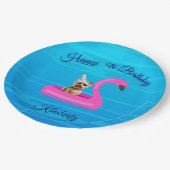 Personalisiertes Hunde-Schwimmfloß Pappteller (Schrägansicht)
