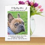 Personalisiertes Hunde-Sitter Pet Care Pet Foto Vi Dankeskarte<br><div class="desc">Sag 'Danke' zu deinem wunderbaren Hundetiter mit einer niedlichen personalisierten Haustierfotokarte vom Hund! "Wenn jemand anderes mein Hundesitter wäre, würde ich ihre Schuhe aufkauen, auf ihren Teppich gekackt und dich finden!" Personalisieren Sie mit dem Namen und dem Lieblings-Foto des Hundes. Personalisieren Sie die Innenseite mit Ihrer speziellen Nachricht oder löschen...</div>