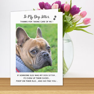 Personalisiertes Hunde-Sitter Pet Care Pet Foto Vi Dankeskarte