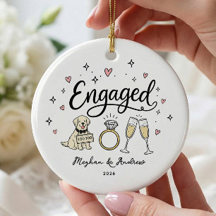 Personalisiertes Hunde-Verlobungs-Ornament Keramik Ornament