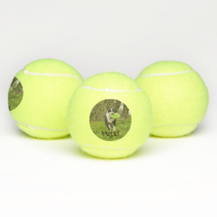 Personalisiertes Hundebild Name Spielzeit Tennisbälle