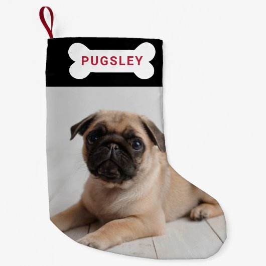 Personalisiertes Hundebonett-Foto Kleiner Weihnachtsstrumpf (Vorderseite)
