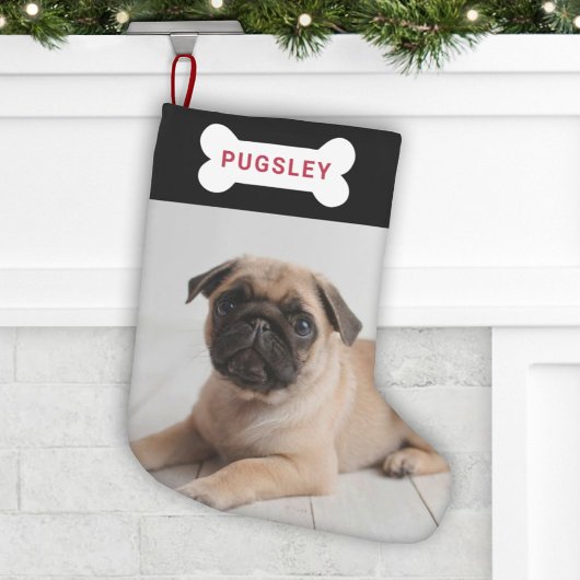 Personalisiertes Hundebonett-Foto Kleiner Weihnachtsstrumpf