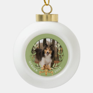 Personalisiertes Hundebüt-Foto Keramik Kugel-Ornament