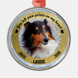 Personalisiertes Hundedenkmal - Blaue und goldene  Ornament Aus Metall