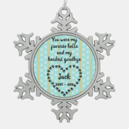 Personalisiertes Hundedenkmal Schneeflocken Zinn-Ornament