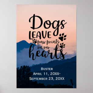 Personalisiertes Hundegedenkblatt mit Pfotenabdrüc Poster
