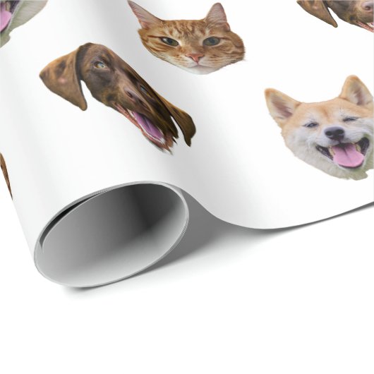 Personalisiertes Hundegesicht, Hunde Katze Mama Fo Geschenkpapier (Rolleneckpunkt)