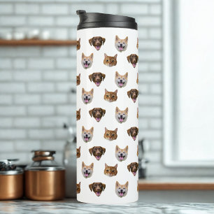 Personalisiertes Hundegesicht, Hunde Katze Mama Fo Thermosbecher