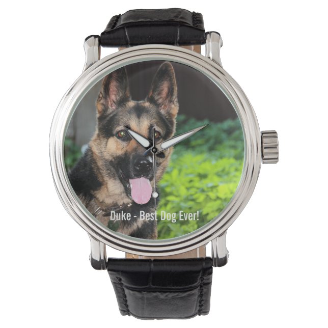 Personalisiertes Hundehund-Foto, Hundename Armbanduhr (Vorderseite)