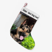 Personalisiertes Hundehund-Foto, Hundename Kleiner Weihnachtsstrumpf (Vorderansicht (hängend))