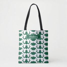 Personalisiertes Hundeknochen-Muster Grün Weiß Mod Tasche