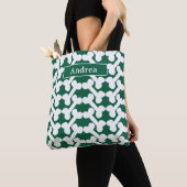 Personalisiertes Hundeknochen-Muster Grün Weiß Mod Tasche (Von Nahem)