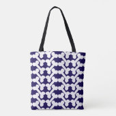 Personalisiertes Hundeknochen-Muster Navy Weiß Mod Tasche (Rückseite)