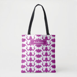 Personalisiertes Hundeknochen-Muster Rosa Weiß Mod Tasche