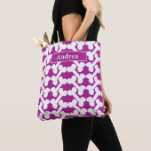 Personalisiertes Hundeknochen-Muster Rosa Weiß Mod Tasche (Von Nahem)