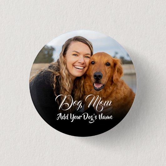 Personalisiertes Hundemama-Foto-Medaillon Button (Vorderseite)