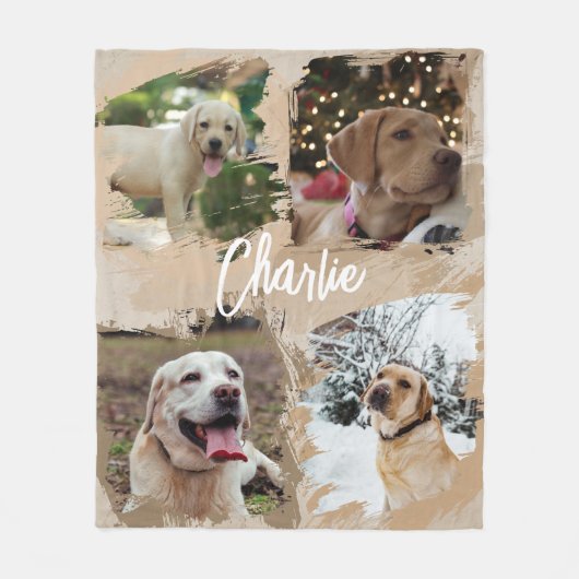 Personalisiertes Hundemoderne-Foto-Reise-Andenken Fleecedecke (Vorderseite)
