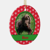 Personalisiertes -Hundepaw-Foto Keramik Ornament (Rechts)