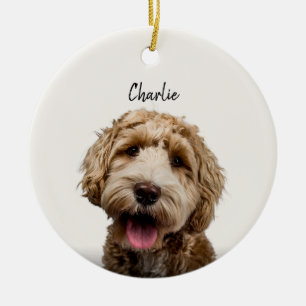 Personalisiertes Hundeporträt mit individuellem Na Keramik Ornament