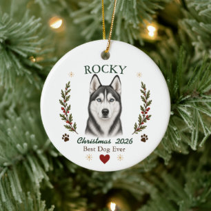 Personalisiertes Husky-Hund-Weihnachten Keramik Ornament