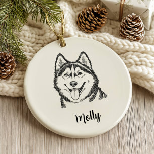 Personalisiertes Husky-Hund-Weihnachten Keramik Ornament