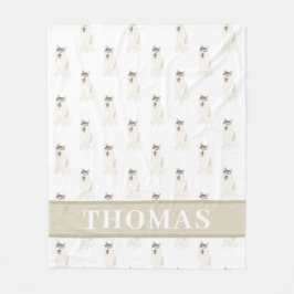 Personalisiertes Husky-Rosa und Weiß Fleecedecke