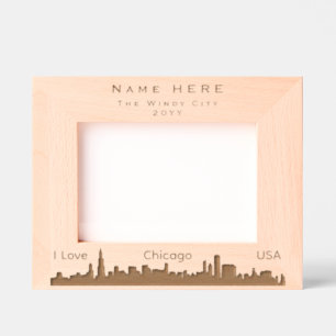 Personalisiertes Ich liebe Chicago USA und Stadt-S Geätzte Rahmen