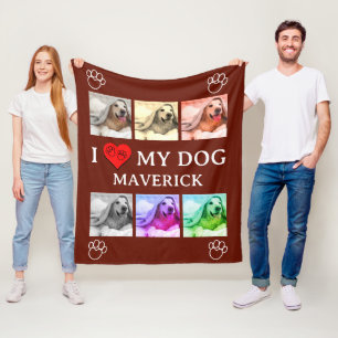 Personalisiertes ICH LIEBE MEINEN HUND Pop Art Hau Fleecedecke