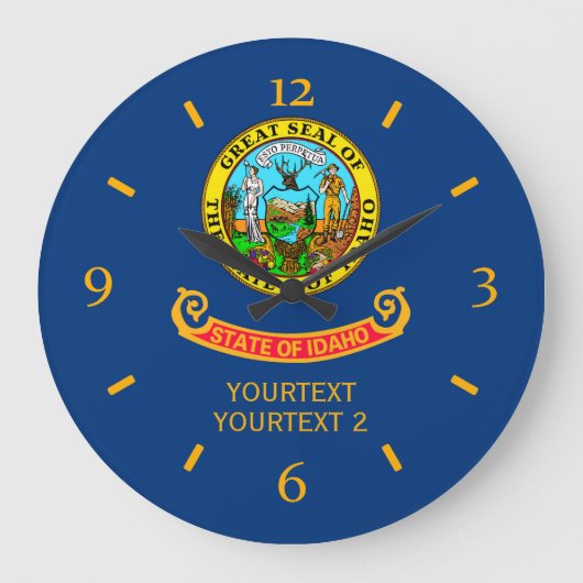 Personalisiertes Idaho-Staatsflaggendesign Große Wanduhr (Vorderseite)