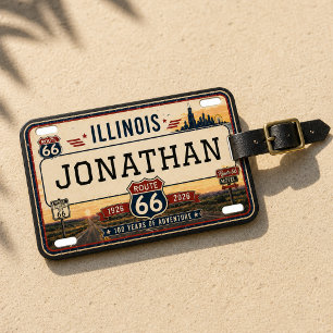 Personalisiertes Illinois Route 66 Nummernschild Gepäckanhänger