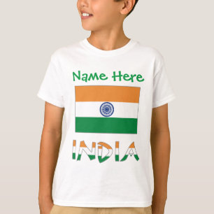 Personalisiertes Indien-Flagge-Geschenk Jungen T-Shirt