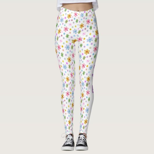 Personalisiertes, individuell gestaltetes Blumenmu Leggings (Vorderseite)