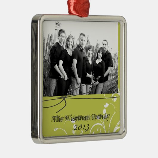 Personalisiertes, individuell gestaltetes grünes F Silbernes Ornament (Rechts)