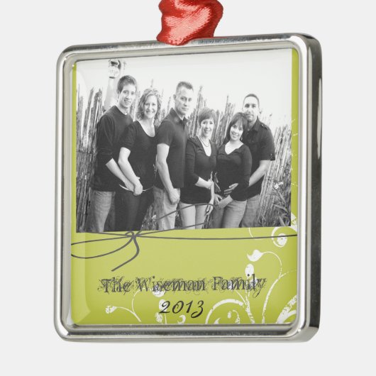 Personalisiertes, individuell gestaltetes grünes F Silbernes Ornament (Links)