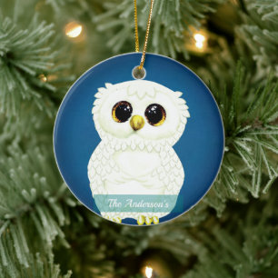 Personalisiertes individuelles Eulen-Vogel-Foto Keramik Ornament