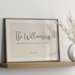 Personalisiertes individuelles Familienschild mit  Poster