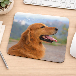 Personalisiertes individuelles Foto und Hundename Mousepad