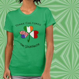 Personalisiertes Indonesien Irland USA Shamrock Fr T-Shirt