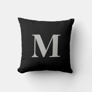 Personalisiertes Initial monogramm Schwarzgrau Kissen