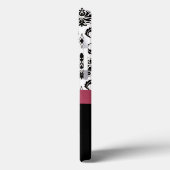 Personalisiertes Initial-, Rosa-, Schwarz-Damast-M Case-Mate iPhone Hülle (Rückseite / Links)