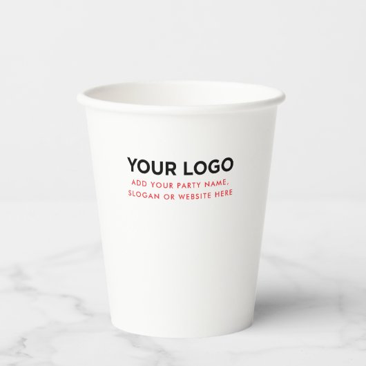Personalisiertes Inline-Logo und Text Pappbecher (Vorderseite)