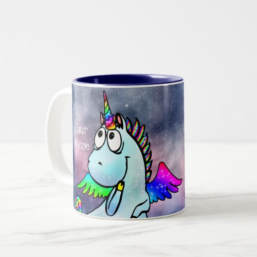 Personalisiertes intergalaktisches Weihnachtsschne Zweifarbige Tasse (Vorderseite Links)