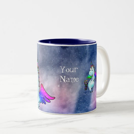 Personalisiertes intergalaktisches Weihnachtsschne Zweifarbige Tasse (VorderseiteRechts)