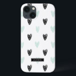 Personalisiertes iPad-Gehäuse für Mint- und Black- Case-Mate iPhone Hülle<br><div class="desc">Niedlicher und moderner personalisierter iPad-Gehäuse mit Minz- und Schwarzherzenmuster und moderner Typografie. Sie können dieses Produkt personalisieren,  indem Sie einen Namen oder einen kurzen Satz hinzufügen.</div>