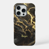 Personalisiertes iPhone Case mit Black Gold Marble Hülle (Rückseite)