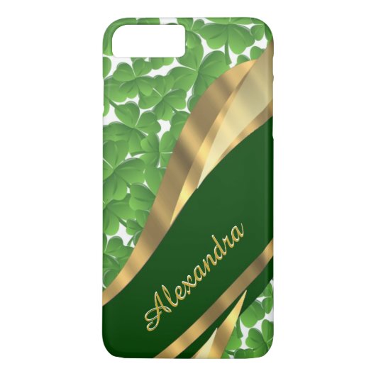 Personalisiertes Irisch-grünes Kleeblatt Case-Mate iPhone Hülle (Rückseite)
