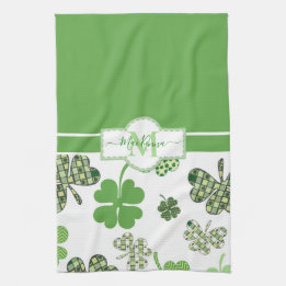 Personalisiertes Irisch Grünes Kleeblatt St. Patri Geschirrtuch