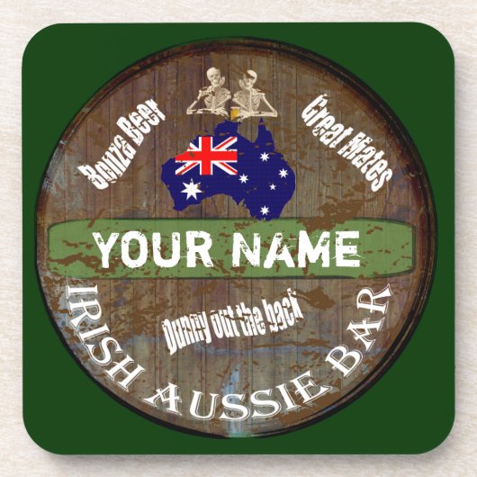 Personalisiertes irisches Aussie Pub-Zeichen Untersetzer (Vorderseite)